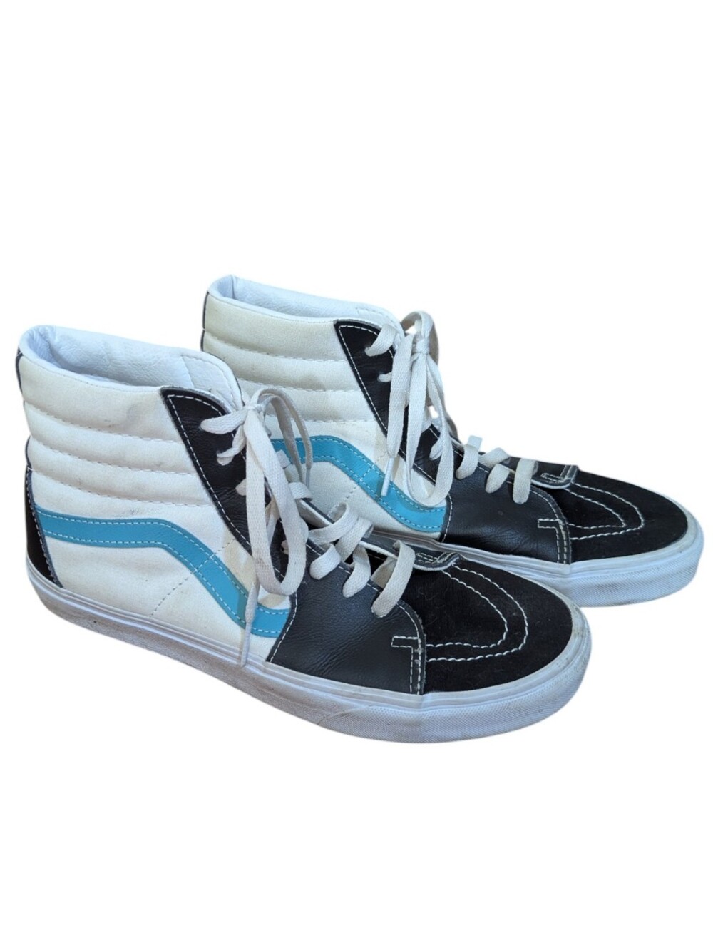 Vans Sk8-Hi Classic Sport shoes black, white, aqua blue Men's 9.5 Women's 11